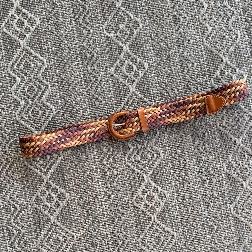 Madewell Multicolor Leather-Trim Belt - Brown/Tan - size M/L